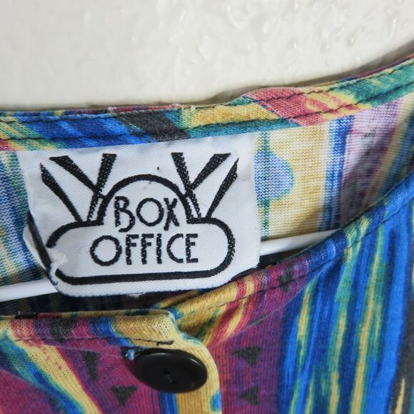 Vintage Abstract Print Multi Color Button Up Shirt - Women's M - Picture 4 of 6